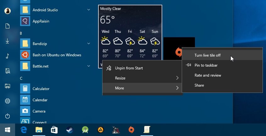 Cara menonaktifkan Live Tiles Permanen Windows 10