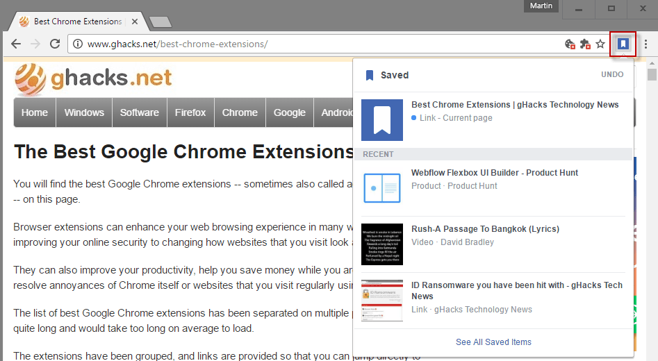 Extension Share dan Save Facebook untuk Chrome