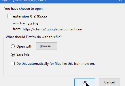 Download dan Save Ekstensi Chrome sebagai file CRX