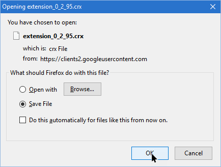 Download dan Save Ekstensi Chrome sebagai file CRX
